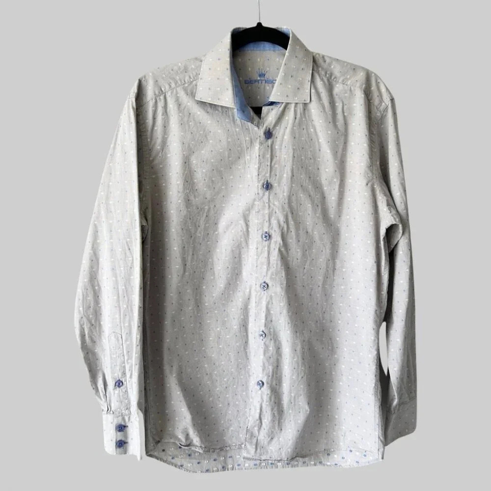 Bertigo Textured Dots Cotton Button Down Casual Shirt